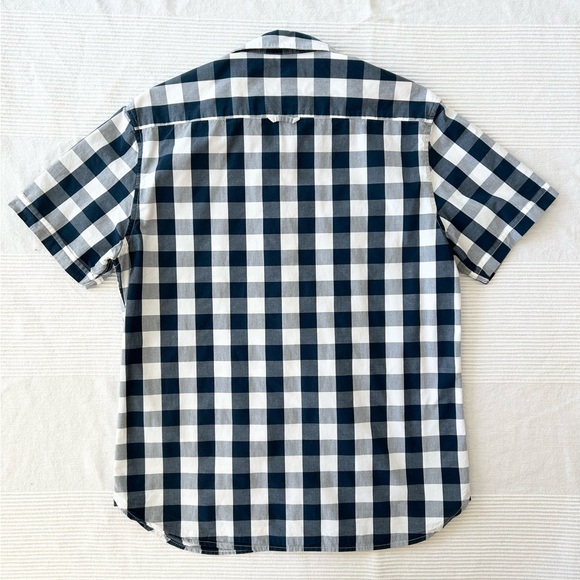 Men’s Cactus Blue & white Gingham Button Down Short Sleeve Shirt - Picture 4 of 10